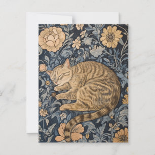William Morris Schlafende Katze Vintage Postkarte