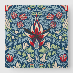William Morris Schlangenhaupt-Fritillarie-Floral D Quadratische Wanduhr