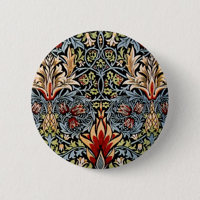 William Morris Schlangenkopf-Blumenmuster Button (Vorderseite)