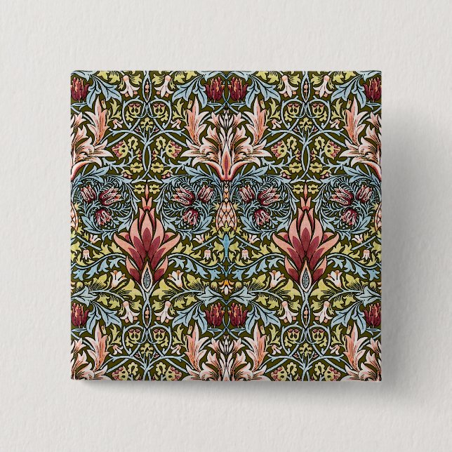 William Morris Schlangenkopf-Blumenmuster Button (Vorderseite)