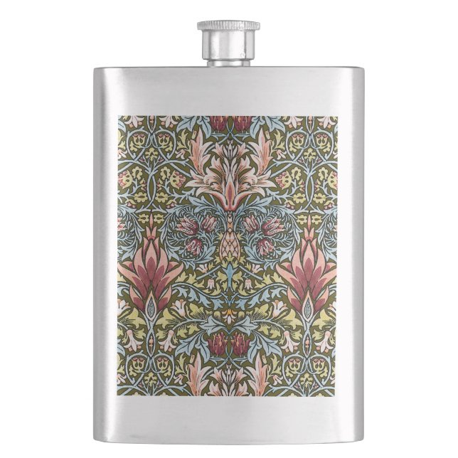 William Morris Schlangenkopf-Blumenmuster Flachmann (Vorderseite)