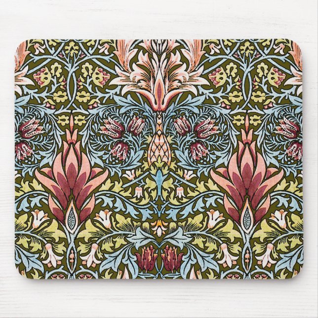 William Morris Schlangenkopf-Blumenmuster Mousepad (Vorne)