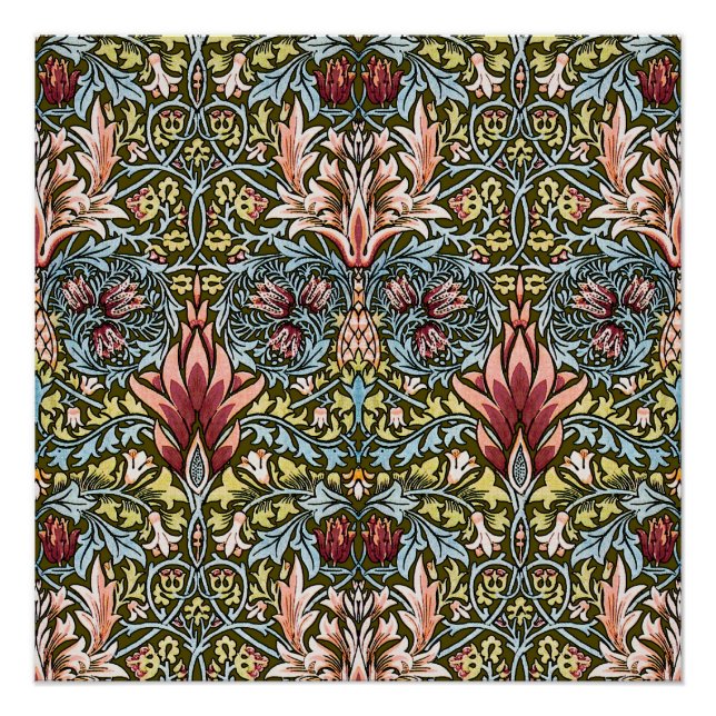 William Morris Schlangenkopf-Blumenmuster Poster (Vorderseite)