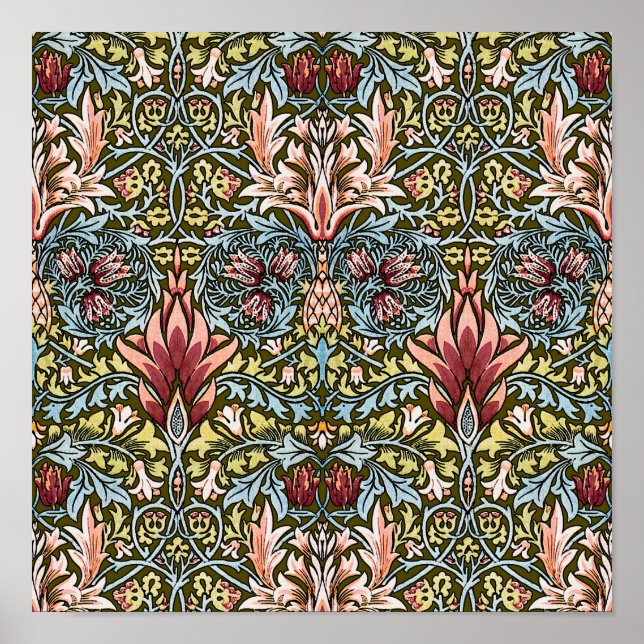 William Morris Schlangenkopf-Blumenmuster Poster (Vorne)