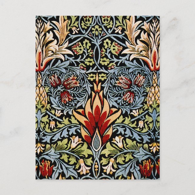 William Morris Schlangenkopf-Blumenmuster Postkarte (Vorderseite)