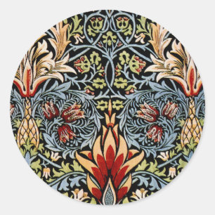 William Morris Schlangenkopf-Blumenmuster Runder Aufkleber