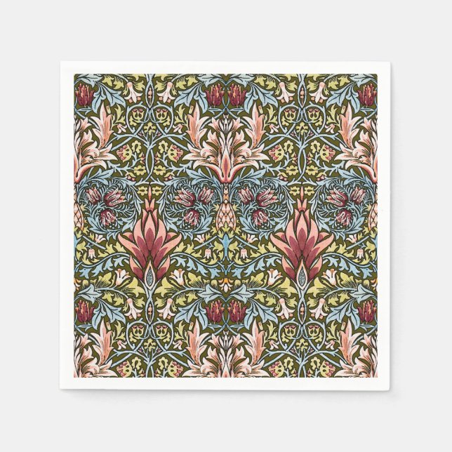 William Morris Schlangenkopf-Blumenmuster Serviette (Vorderseite)