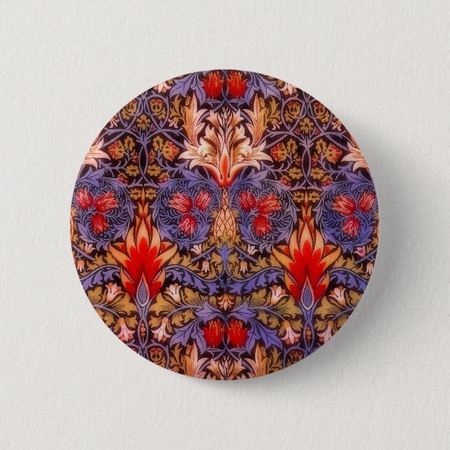 William Morris Schlangenkopf Vintage-Blumenmuster Button (Vorderseite)