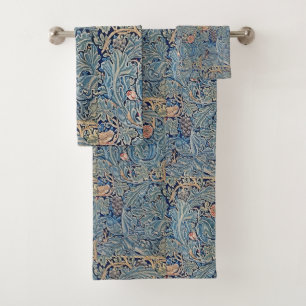 William Morris Schönes Blumenmuster Blau Pink Badhandtuch Set