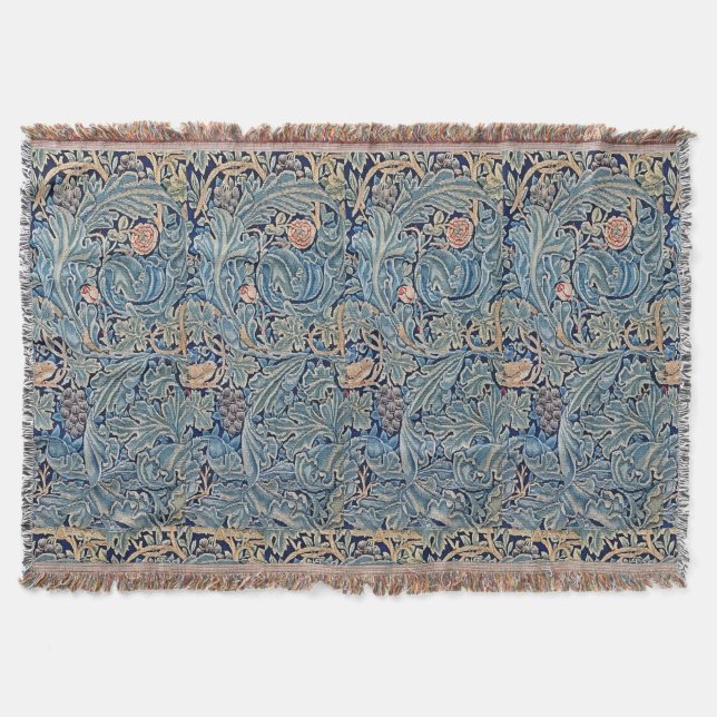 William Morris Schönes Blumenmuster Blau Pink Decke (Vorderseite)