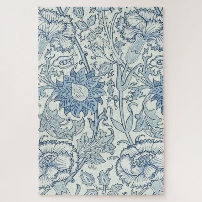 William Morris Schönes Blumenmuster, blau, Rose Puzzle (Vertikal)
