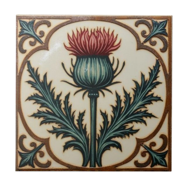 William Morris Schottische Distel altmodisch flora Fliese (Vorderseite)