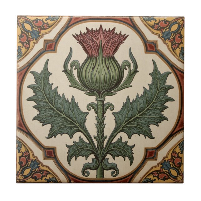 William Morris Schottische Distel altmodisch flora Fliese (Vorderseite)