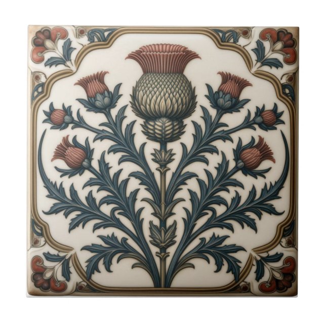 William Morris Schottische Distel altmodisch flora Fliese (Vorderseite)