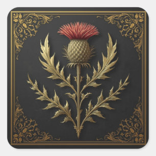 William Morris Schottische Distel vintage floral  Quadratischer Aufkleber