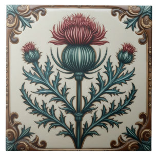 William Morris Schottischer Distel vintage Blumenm Fliese