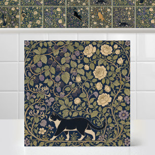 William Morris Schwarz Weiß Katze Baseline Vordach Fliese