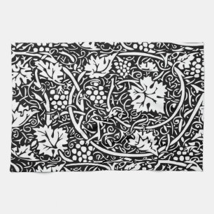 William Morris Schwarz-Weiß-Reben-Muster Handtuch