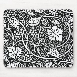 William Morris Schwarz-Weiß-Reben-Muster Mousepad