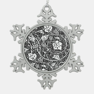 William Morris Schwarz-Weiß-Reben-Muster Schneeflocken Zinn-Ornament
