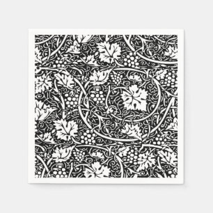 William Morris Schwarz-Weiß-Reben-Muster Serviette