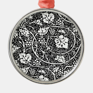 William Morris Schwarz-Weiß-Reben-Muster Silbernes Ornament