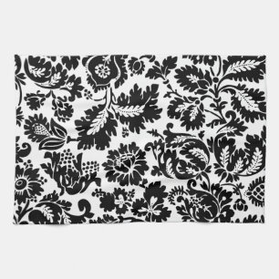 William Morris Schwarz-Weiß-Venetianisches Blumenm Geschirrtuch