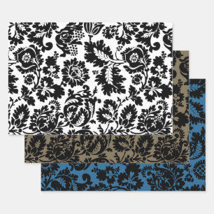 William Morris Schwarz-Weiß-Venezianisches Blumenm Geschenkpapier Set