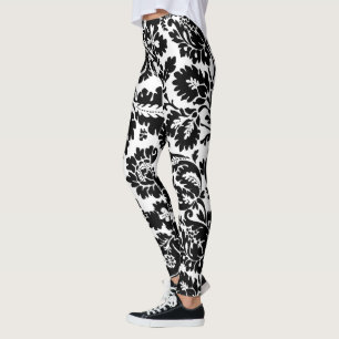 William Morris Schwarz-Weiß-Venezianisches Blumenm Leggings