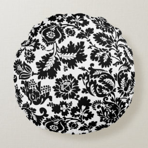 William Morris Schwarz-Weiß-Venezianisches Blumenm Rundes Kissen