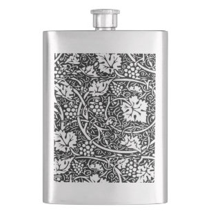 William Morris Schwarz-weißer Weintraum Flachmann