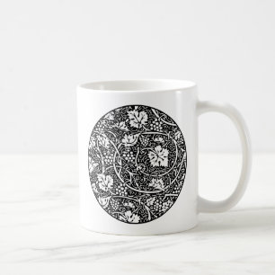 William Morris Schwarz-weißer Weintraum Kaffeetasse