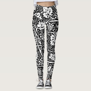 William Morris Schwarz-weißer Weintraum Leggings