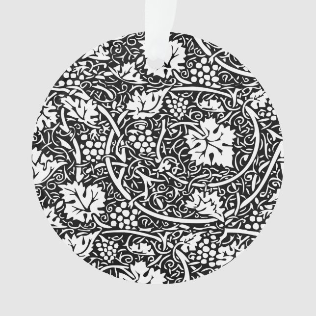 William Morris Schwarz-weißer Weintraum Ornament (Vorderseite)