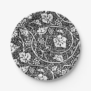 William Morris Schwarz-weißer Weintraum Pappteller