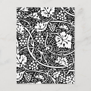 William Morris Schwarz-weißer Weintraum Postkarte