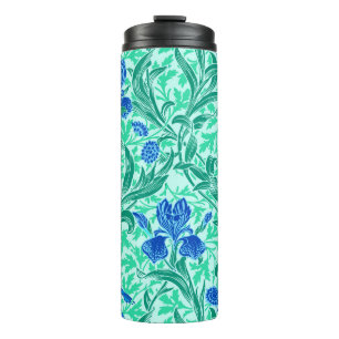 William Morris Schwertlilien, Kobaltblau, Aqua und Thermosbecher
