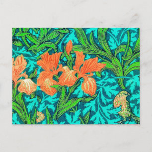 William Morris Schwertlilien, Orange und Türkis Postkarte