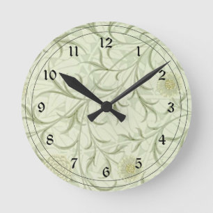 William Morris - Scroll und Blume neutral Runde Wanduhr