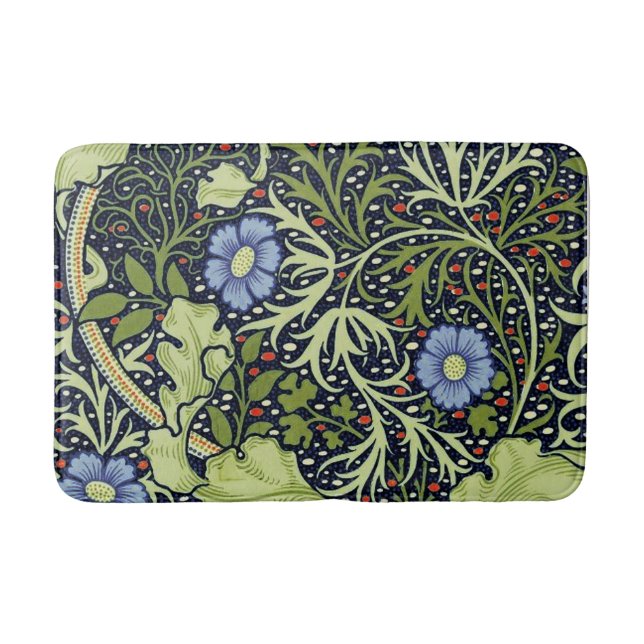 William Morris Seaweed Antike Blume Badematte (Vorderseite)