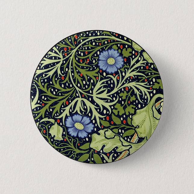 William Morris Seaweed Antike Blume Button (Vorderseite)