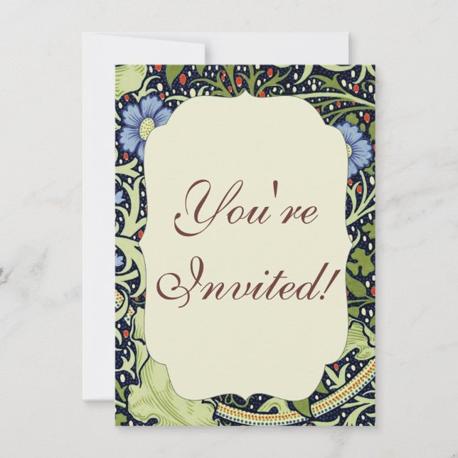 William Morris Seaweed Antike Blume Einladung (Vorderseite)