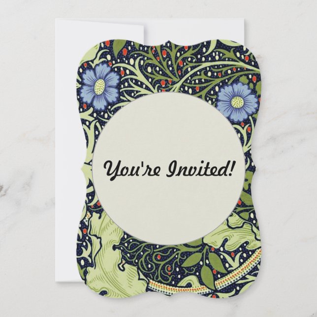 William Morris Seaweed Antike Blume Einladung (Vorderseite)