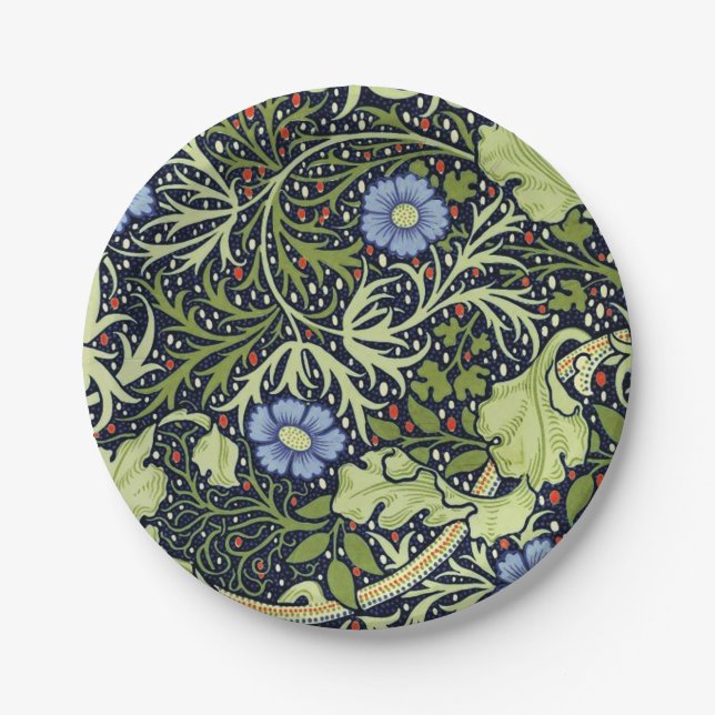William Morris Seaweed Antike Blume Pappteller (Vorderseite)