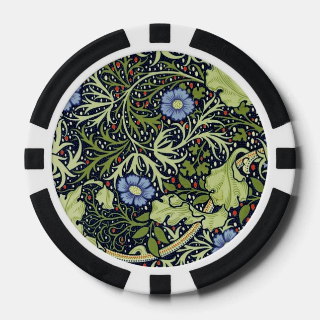 William Morris Seaweed Antike Blume Pokerchips (Vorderseite)