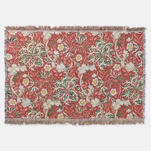 William Morris Seaweed Antike Blume Rot Grün Decke