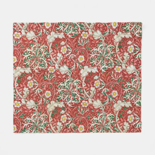 William Morris Seaweed Antike Blume Rot Grün Fleecedecke