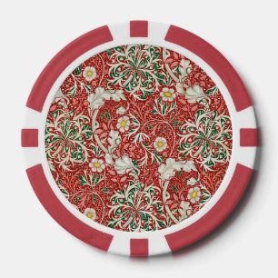 William Morris Seaweed Antike Blume Rot Grün Pokerchips