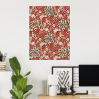 William Morris Seaweed Antike Blume Rot Grün