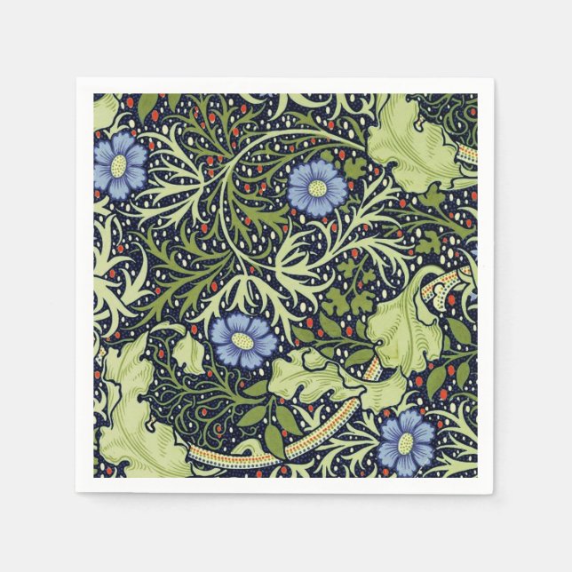 William Morris Seaweed Antike Blume Serviette (Vorderseite)